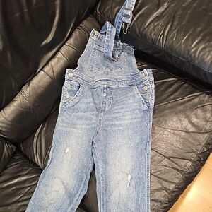 Cat & Jack Blue Denim Overalls with Distressed Look